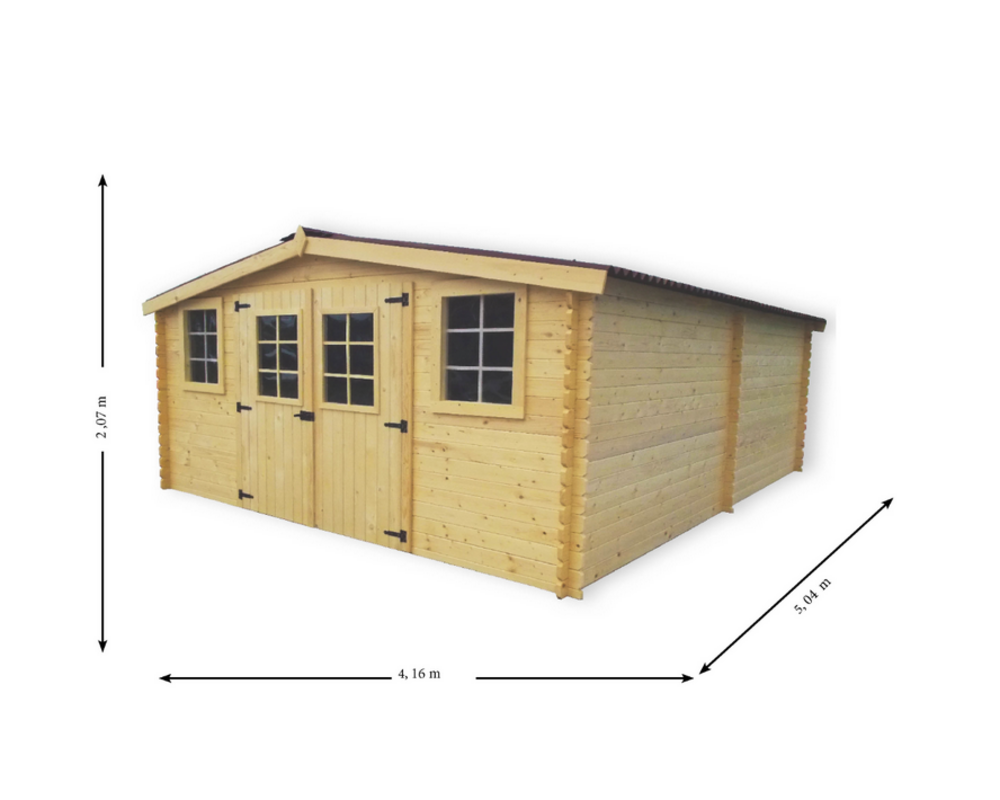 Abri madriers massifs 18.27 m² bois naturel - ba4050.02n