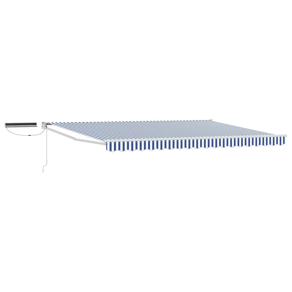 Auvent rétractable électrique bleu et blanc 5 x 3 m