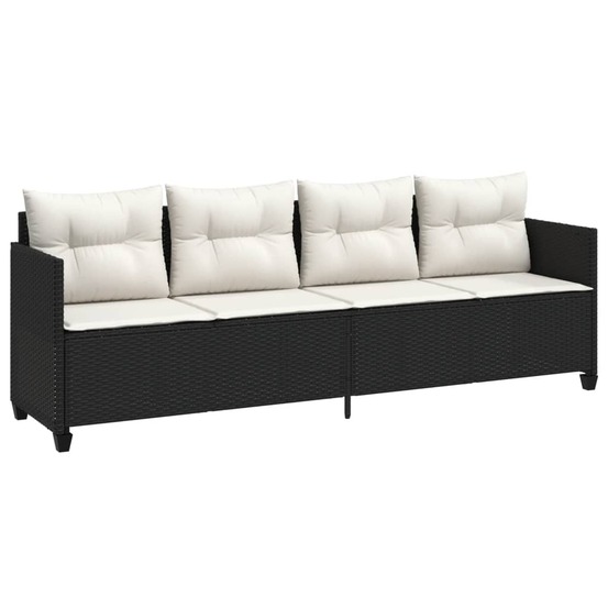 Chaise longue avec coussins noir résine tressée
