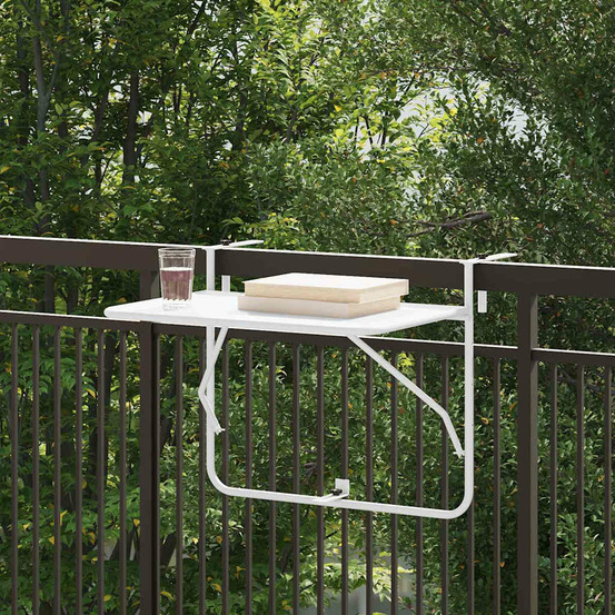Table suspendue de balcon blanc 60 x 39 x 65 cm acier