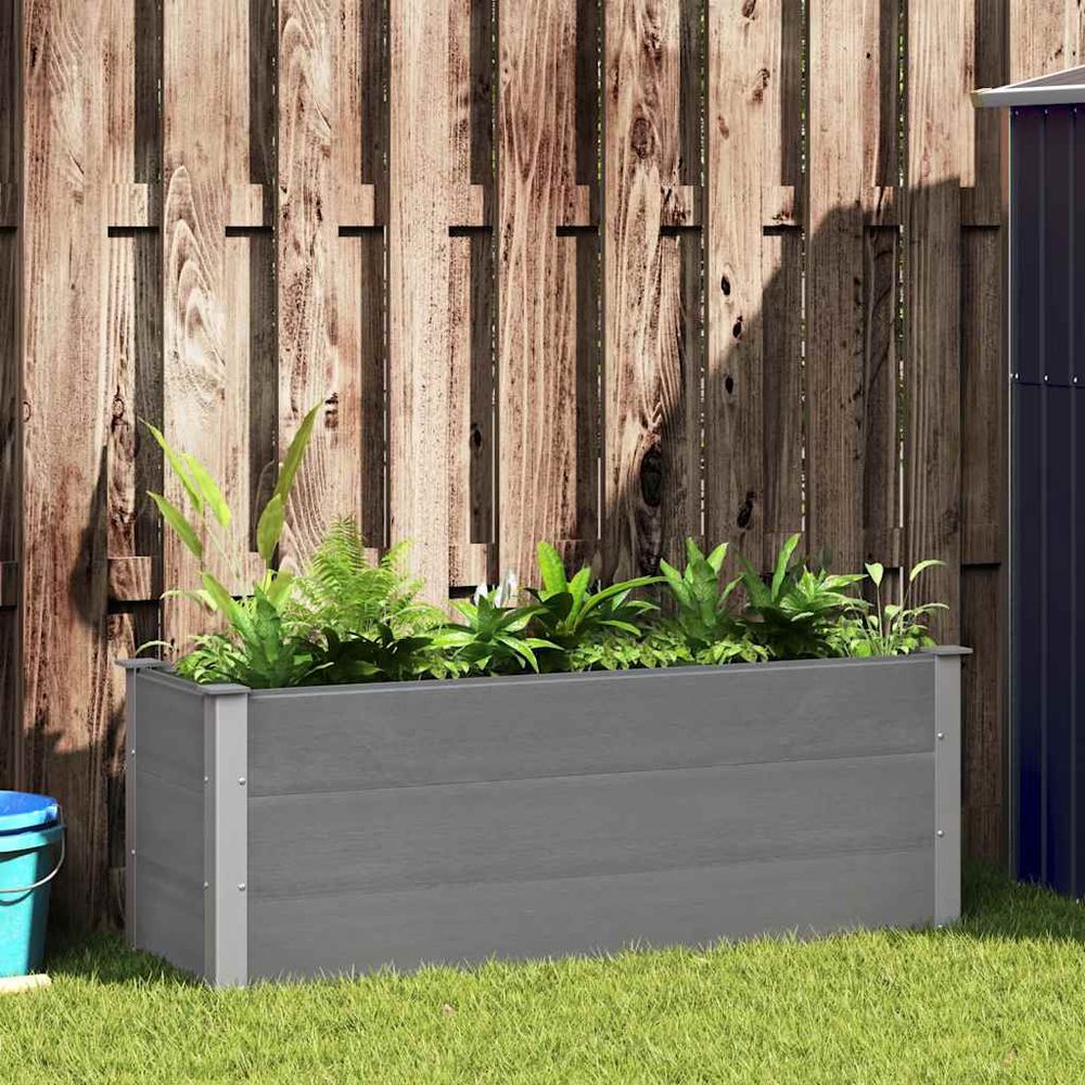 Grand carré potager en bois composite wpc pour jardin et terrasse 150x50x54 cm gris
