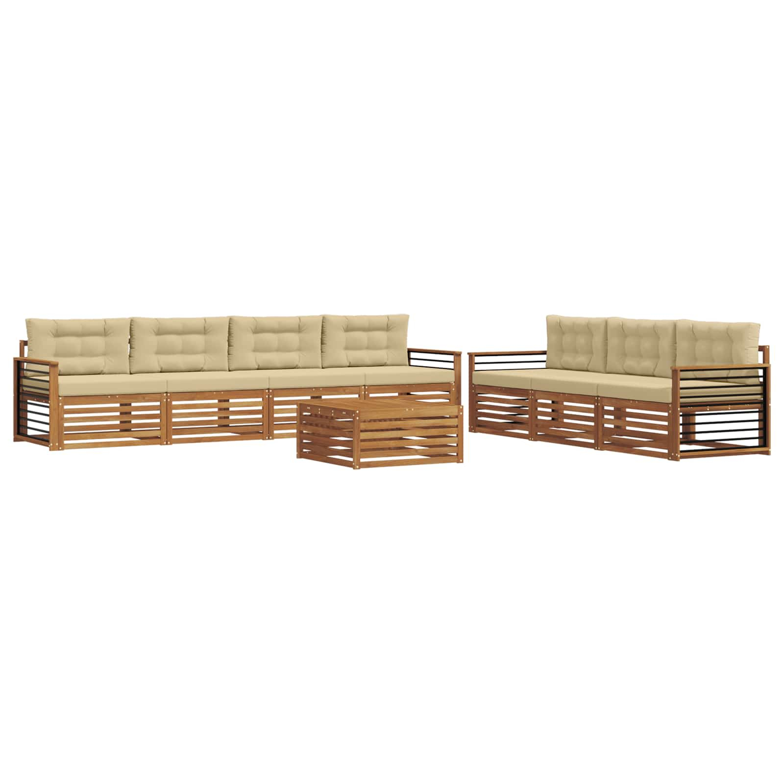 Ensemble de canapés d'extérieur 8 pcs naturel et beige