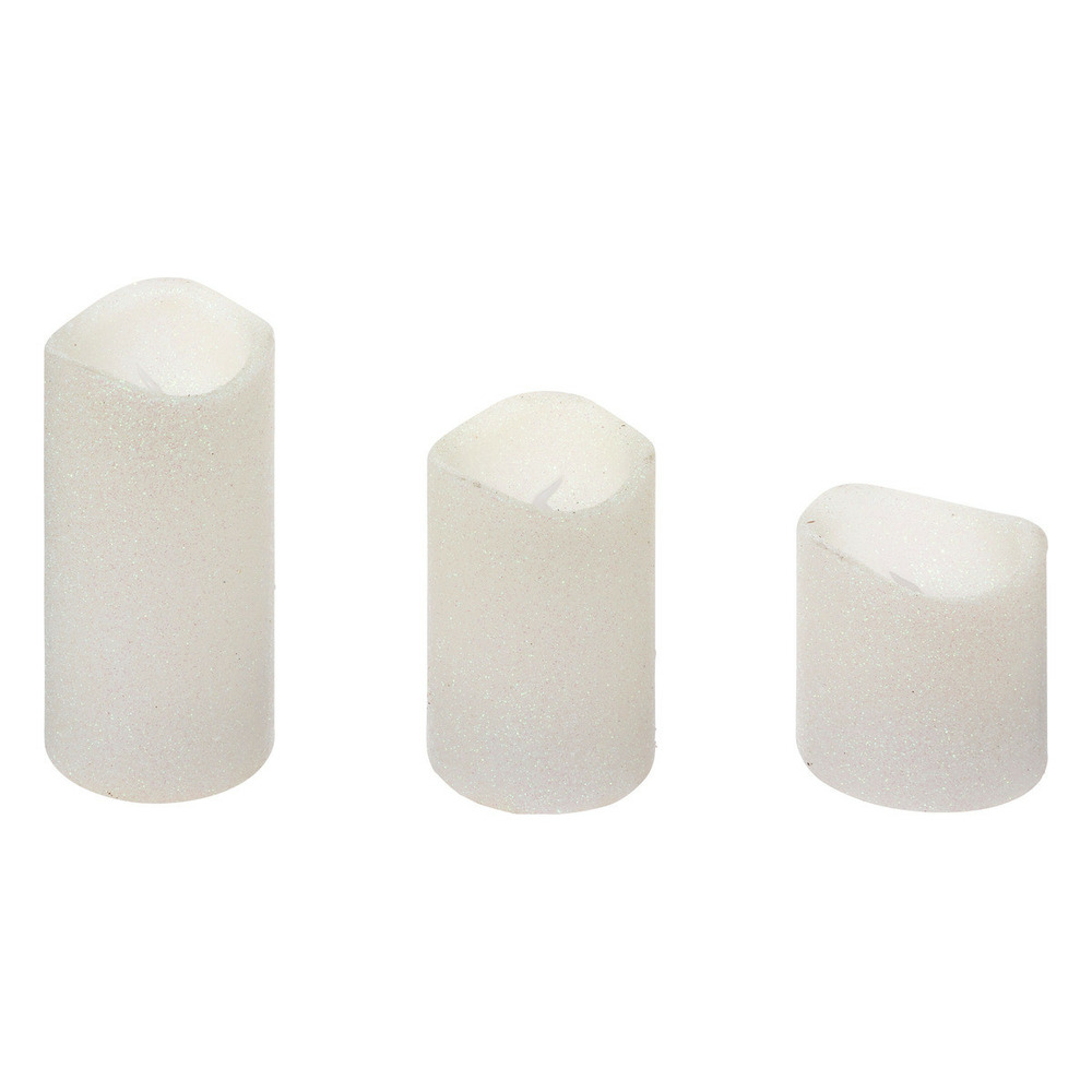 Lot de 3 bougies lumineuses à led blanc pailleté