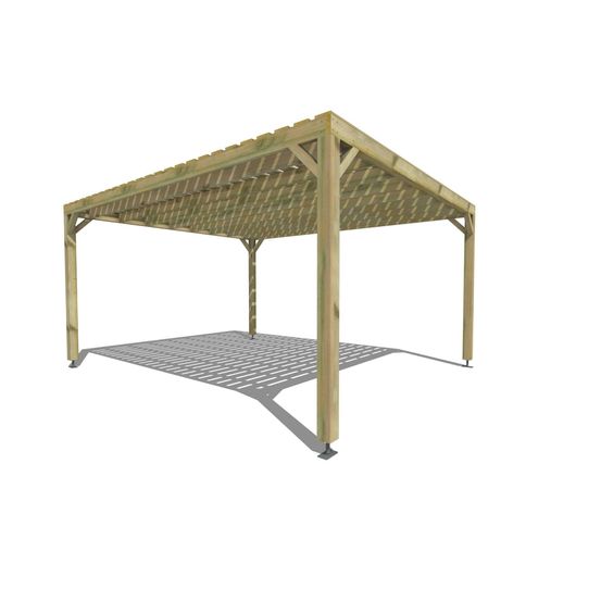 Pergola bois • 4m x 5m • indépendante • sens profondeur • platelage bois • livraison comprise