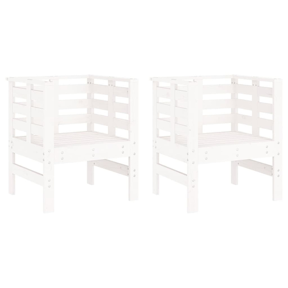 Chaises de jardin lot de 2 blanc 61,5x53x71 cm bois pin massif