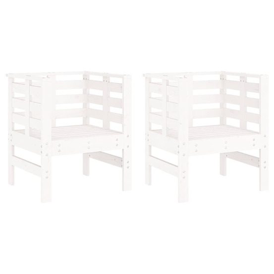 Chaises de jardin lot de 2 blanc 61,5x53x71 cm bois pin massif