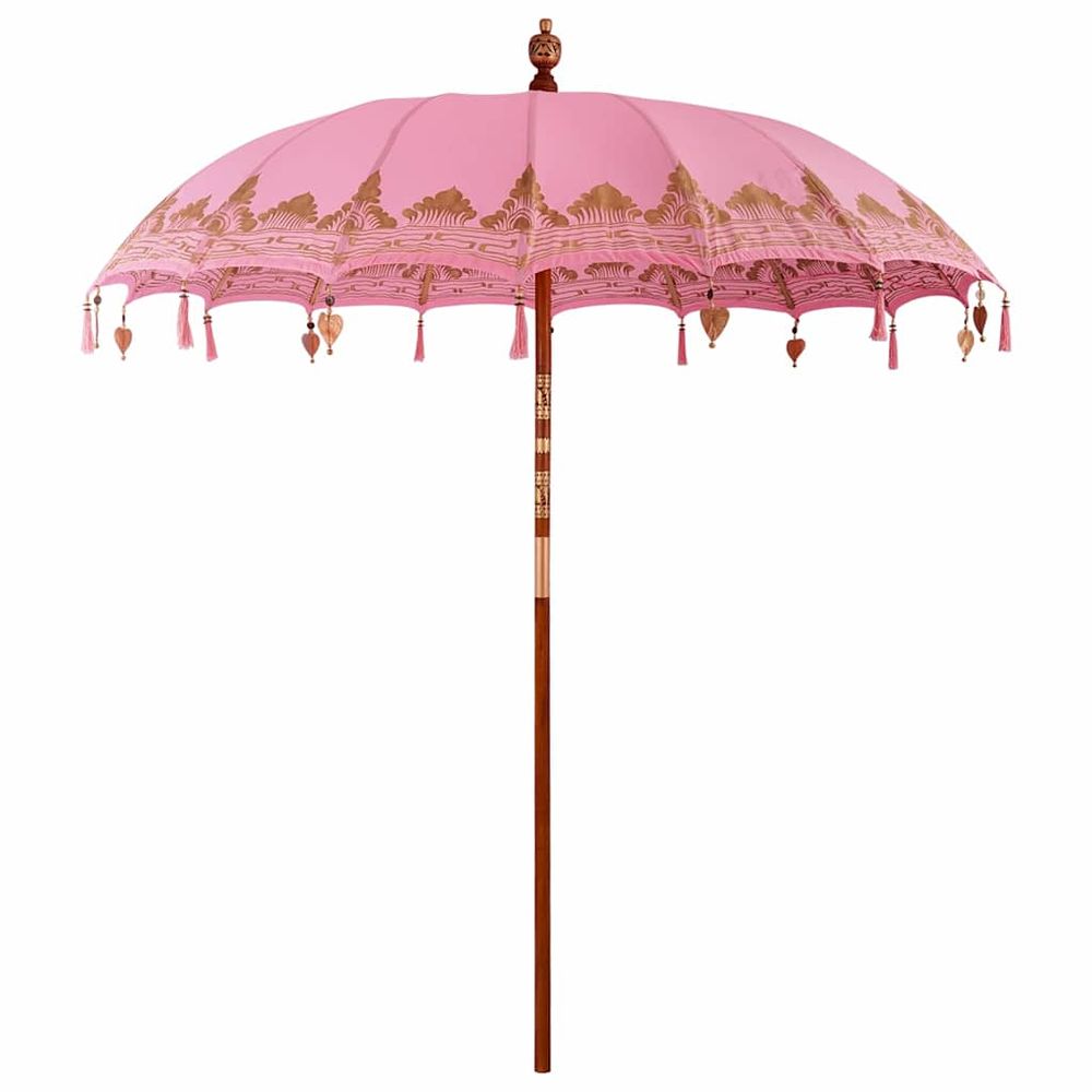 Parasol balinais rose 215 x 215 x 260 cm coton et bois