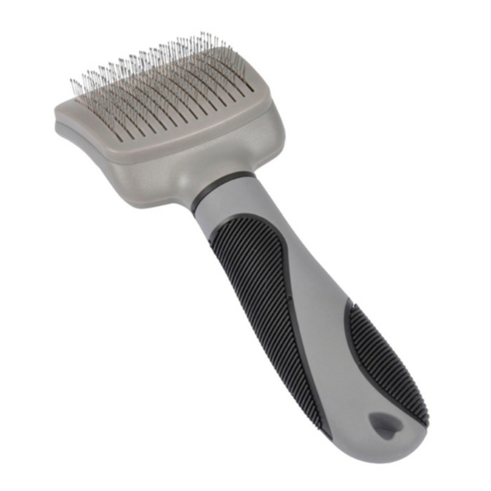 Brosse de toilettage manche ergonomique 19cm gris
