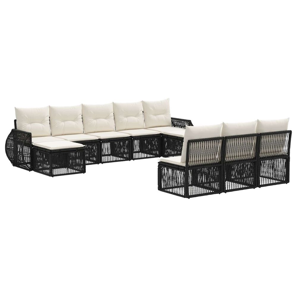Ensemble de canapé de jardin 10 pc noir et blanc crème