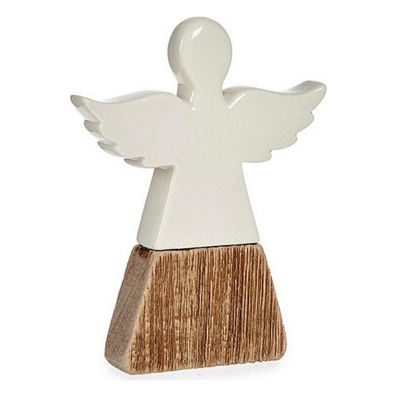 Figurine décorative noël ange 2,5 x 18 x 15 cm céramique bois marron blanc