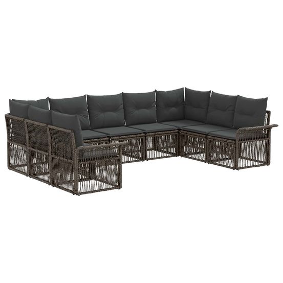 Ensemble de canapé de jardin 9 pc gris polyrotin