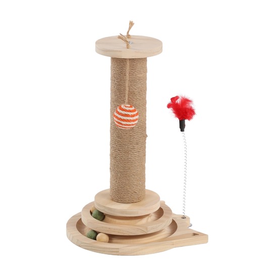 Jouet à griffer pour chat zack plumes et circuit à balle