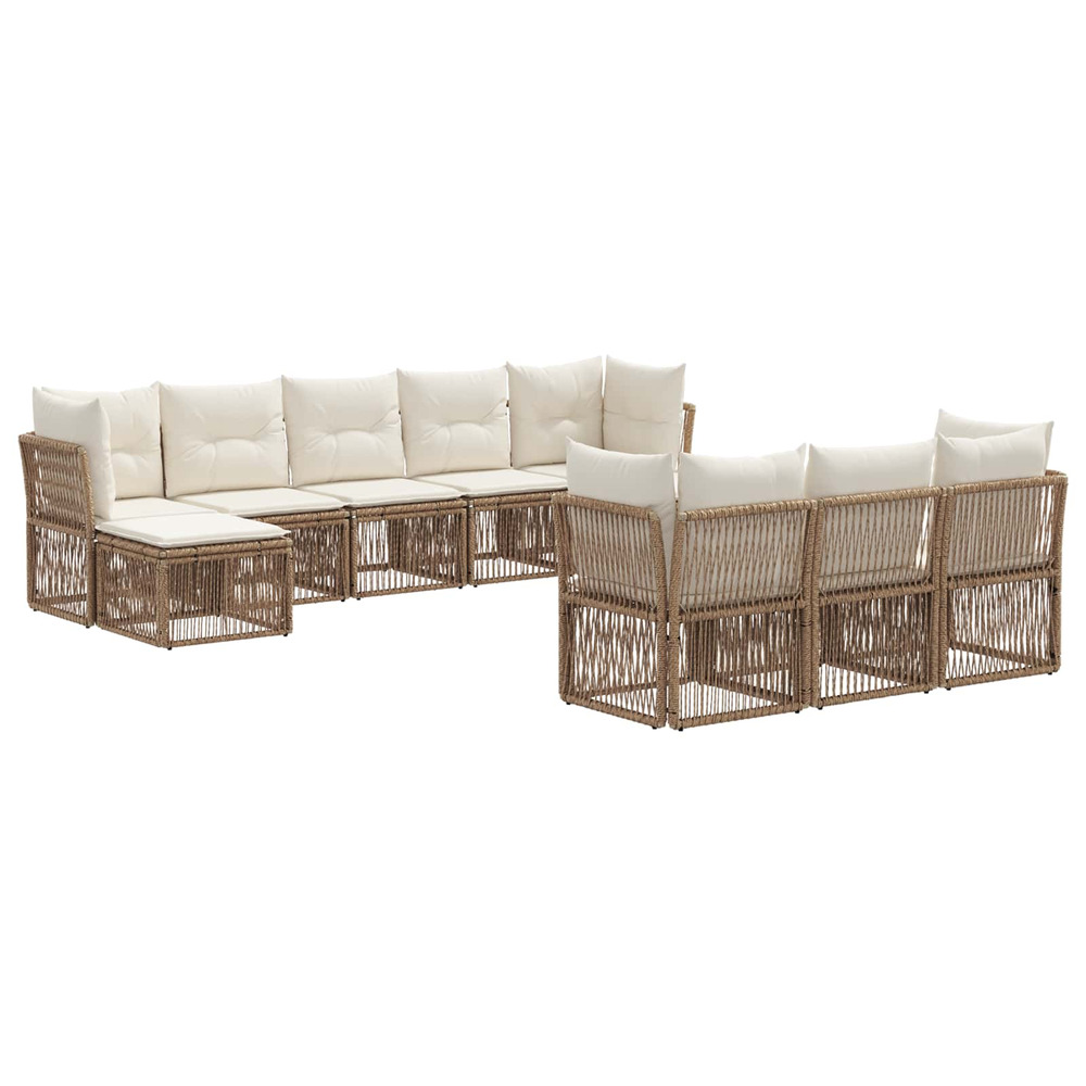Ensemble de canapé de jardin 10 pcs beige polyrotin