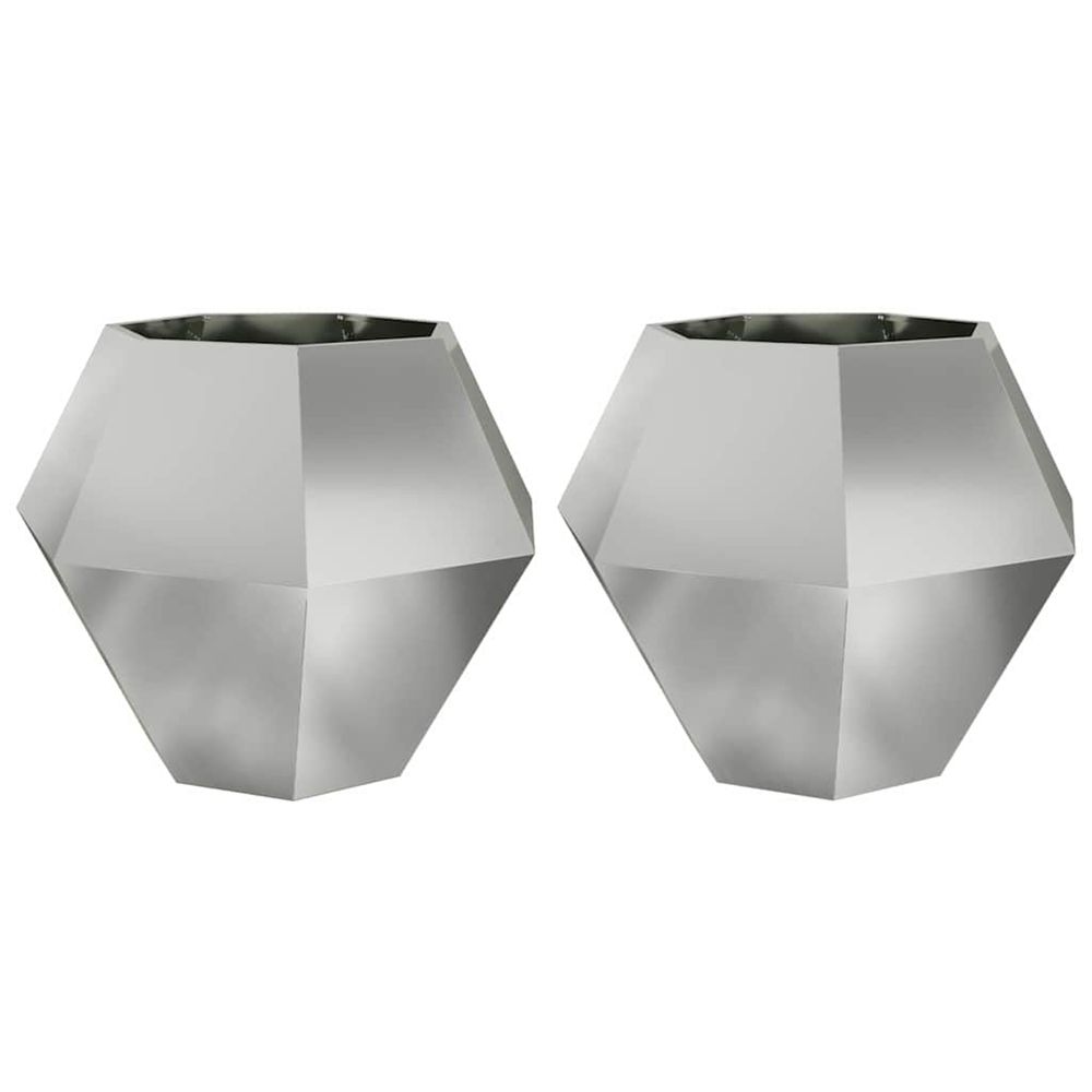 Jardinière d'extérieur 2 pc argenté 100 x 100 x 80 cm acier galvanisé
