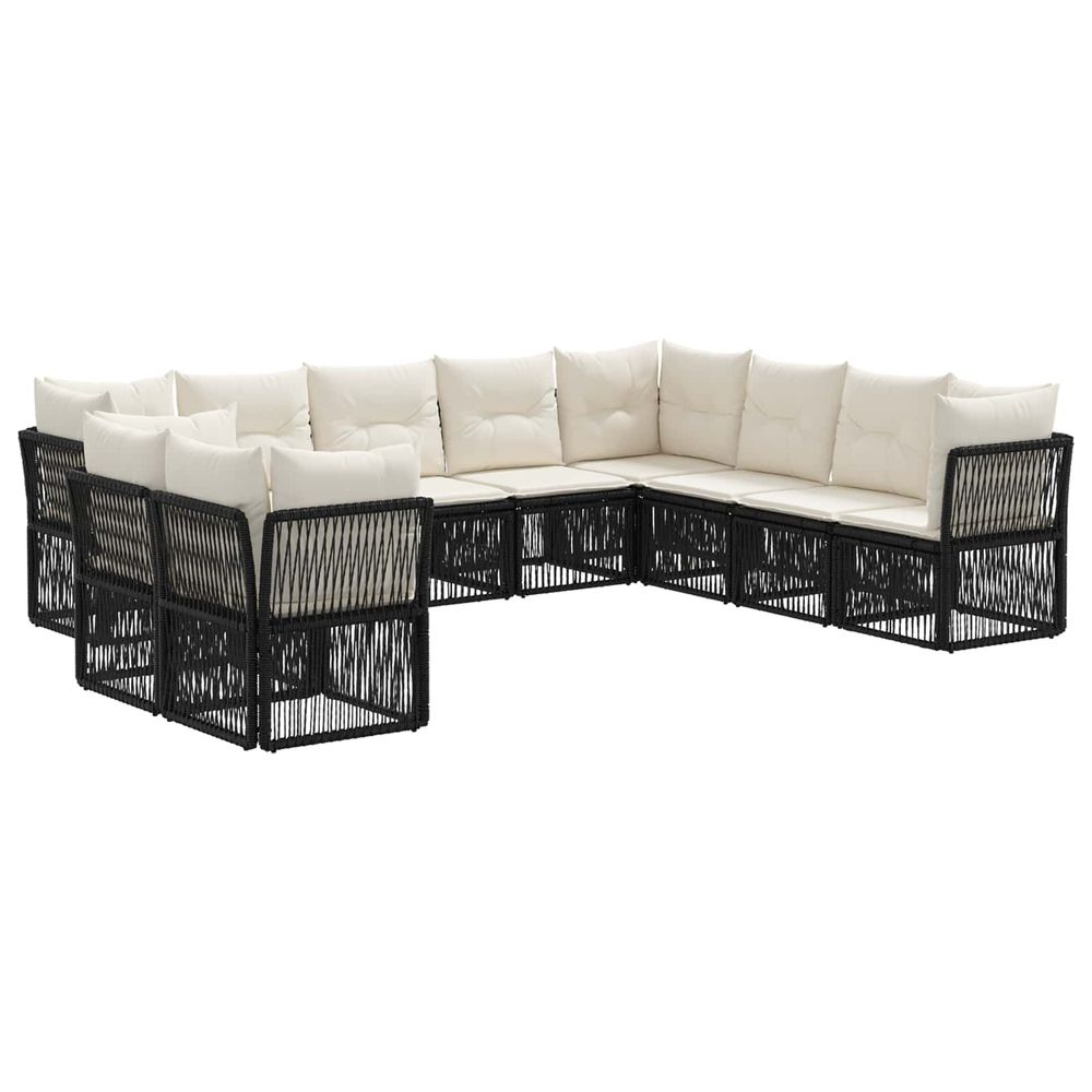 Ensemble de canapé de jardin 10 pc noir polyrotin