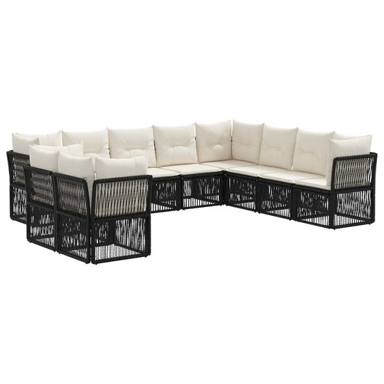 Ensemble de canapé de jardin 10 pc noir polyrotin