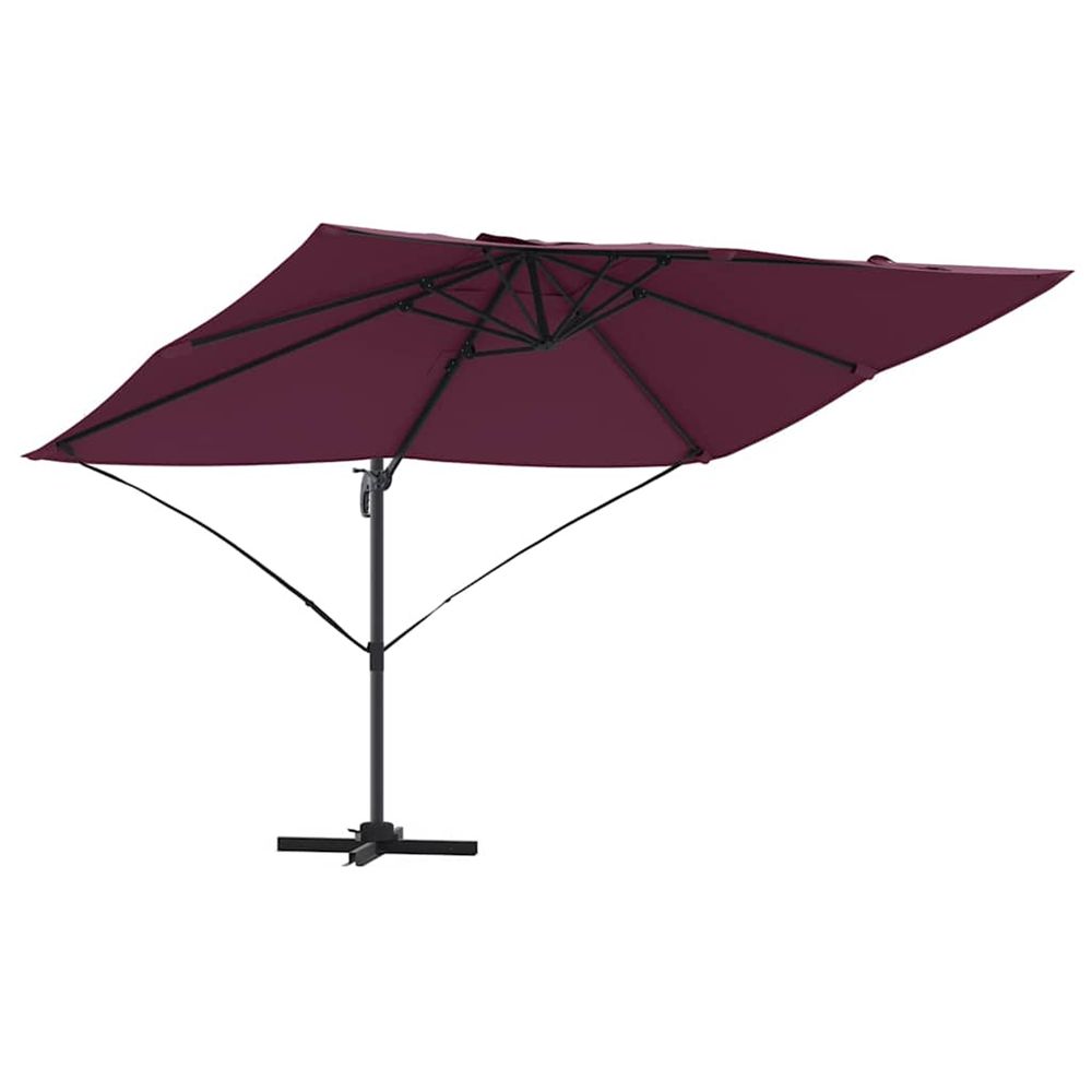 Parasol 351 x 250 x 260 cm polyester et aluminium bordeaux