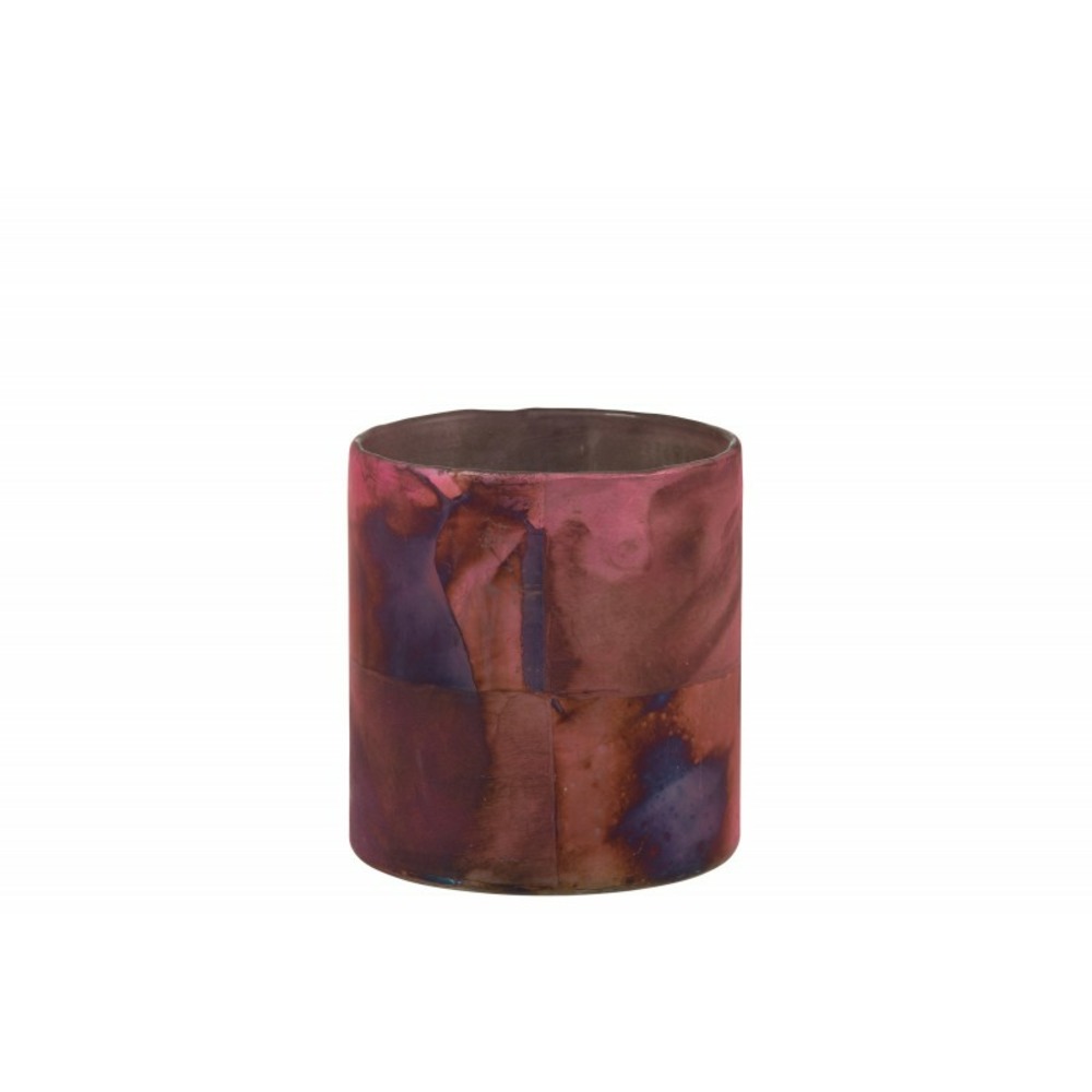 Grand Photophore En Verre Bleu Sur Pied - Déco Florale Ou Bougie - Occasion