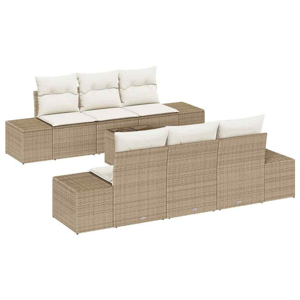 Ensemble de canapé de jardin 7 pc beige polyrotin