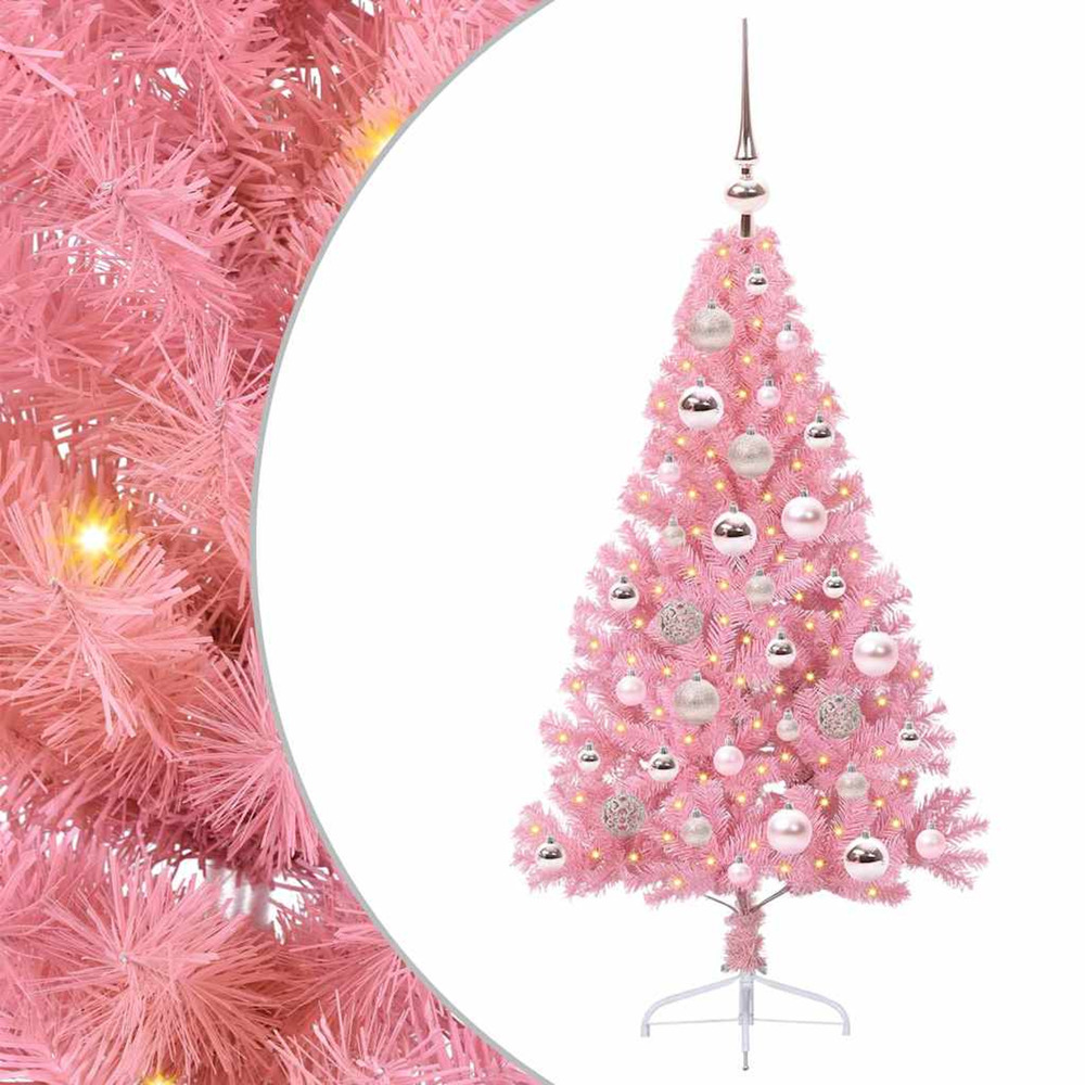 Sapin de noël artificiel pré-éclairé rose 120 cm pvc