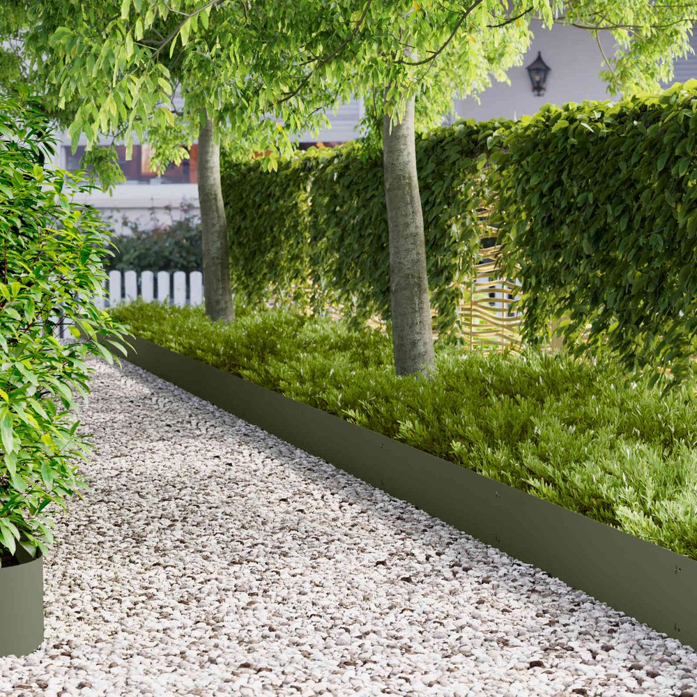 Bordure de jardin acier extérieur séparation 20 pcs 103x25cm vert olive