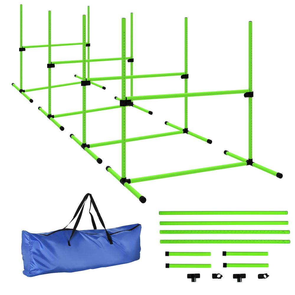 Parcours agilité chien 4 modules 99 x 65 x 94 cm vert haies réglables et slalom - comfortxl outdoor living