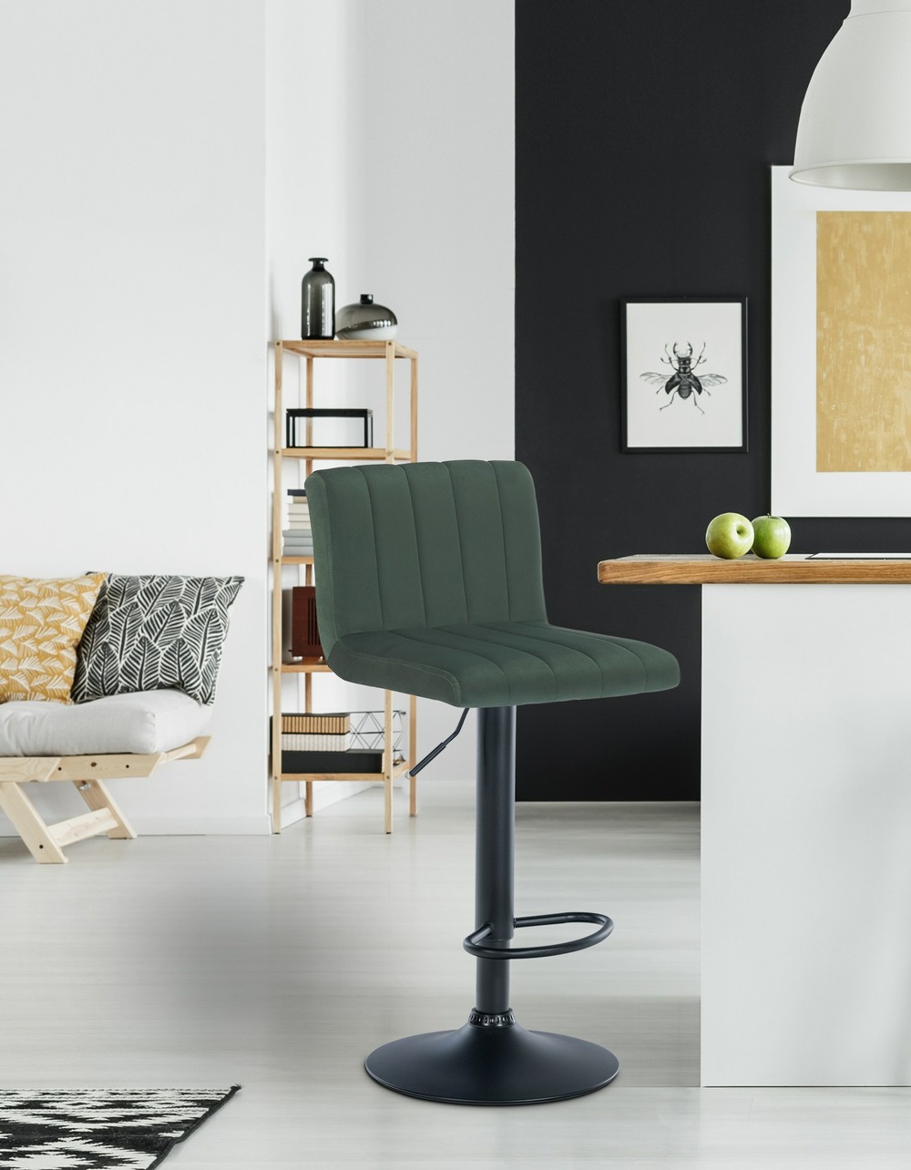 Lot de 2 tabourets de bar jamie velours