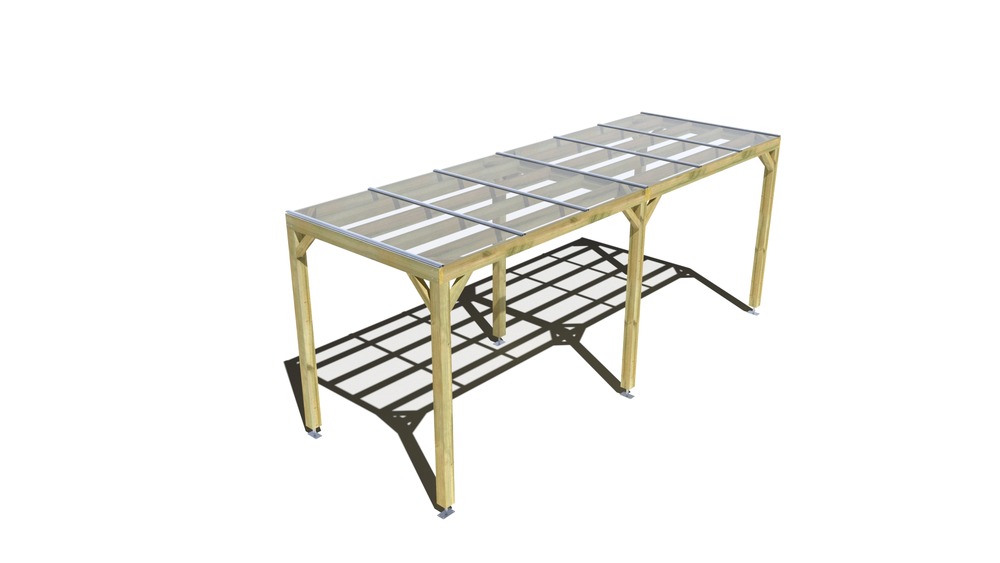Pergola bois • 6m x 2m • indépendante • sens largeur • couverture étanche transparente incluse • livraison comprise