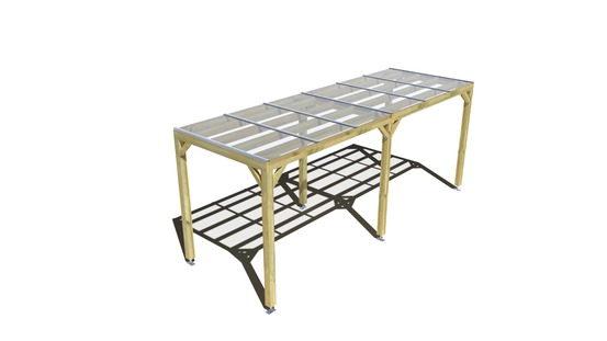 Pergola bois • 6m x 2m • indépendante • sens largeur • couverture étanche transparente incluse • livraison comprise