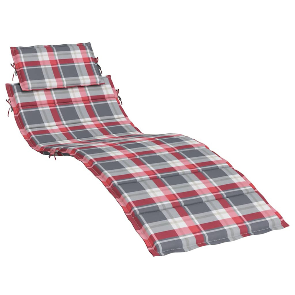 Coussin de chaise longue à carreaux rouge 186x58x4 cm bain de soleil
