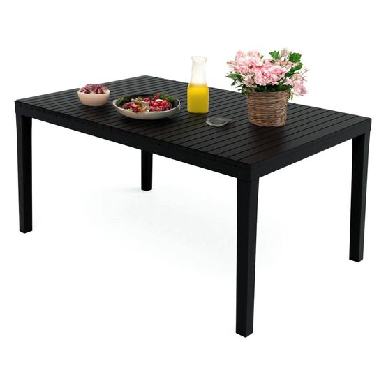 Table d'extérieur askia, étagère à manger rectangulaire, table de jardin polyvalente, 100% made in italy, 150x90h72 cm, anthracite