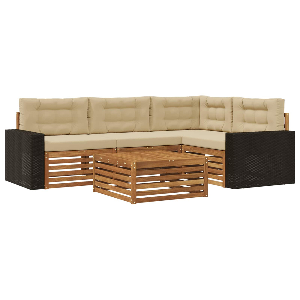 Ensemble de canapés d'extérieur 5 pcs naturel et beige