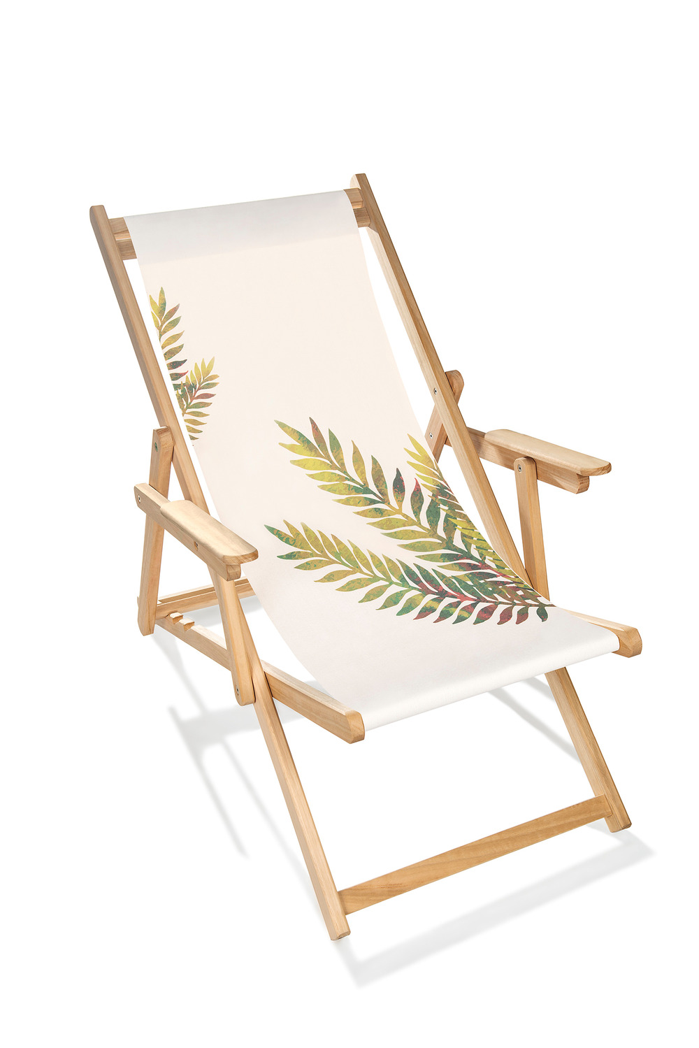 Chilienne lona en bois et toile coton avec motif feuille