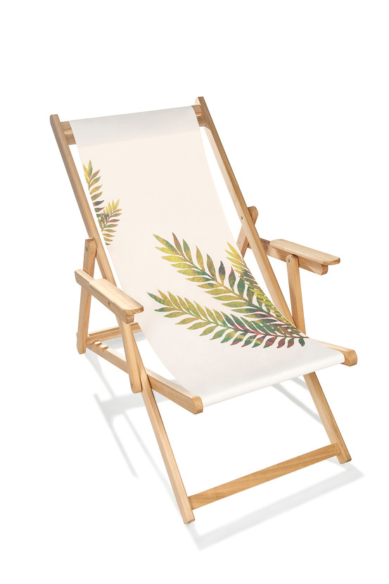 Chilienne lona en bois et toile coton avec motif feuille