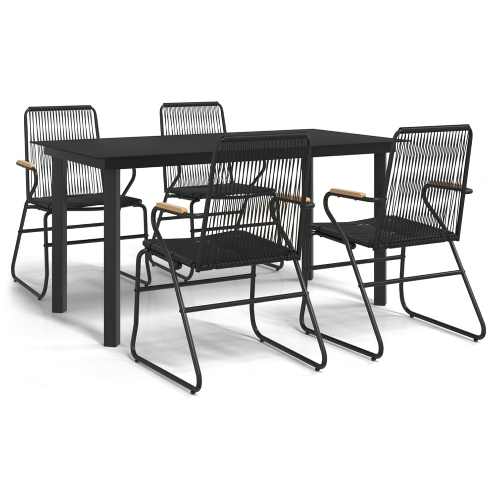 Ensemble à manger de jardin 5 pcs noir rotin pvc