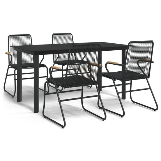 Ensemble à manger de jardin 5 pcs noir rotin pvc