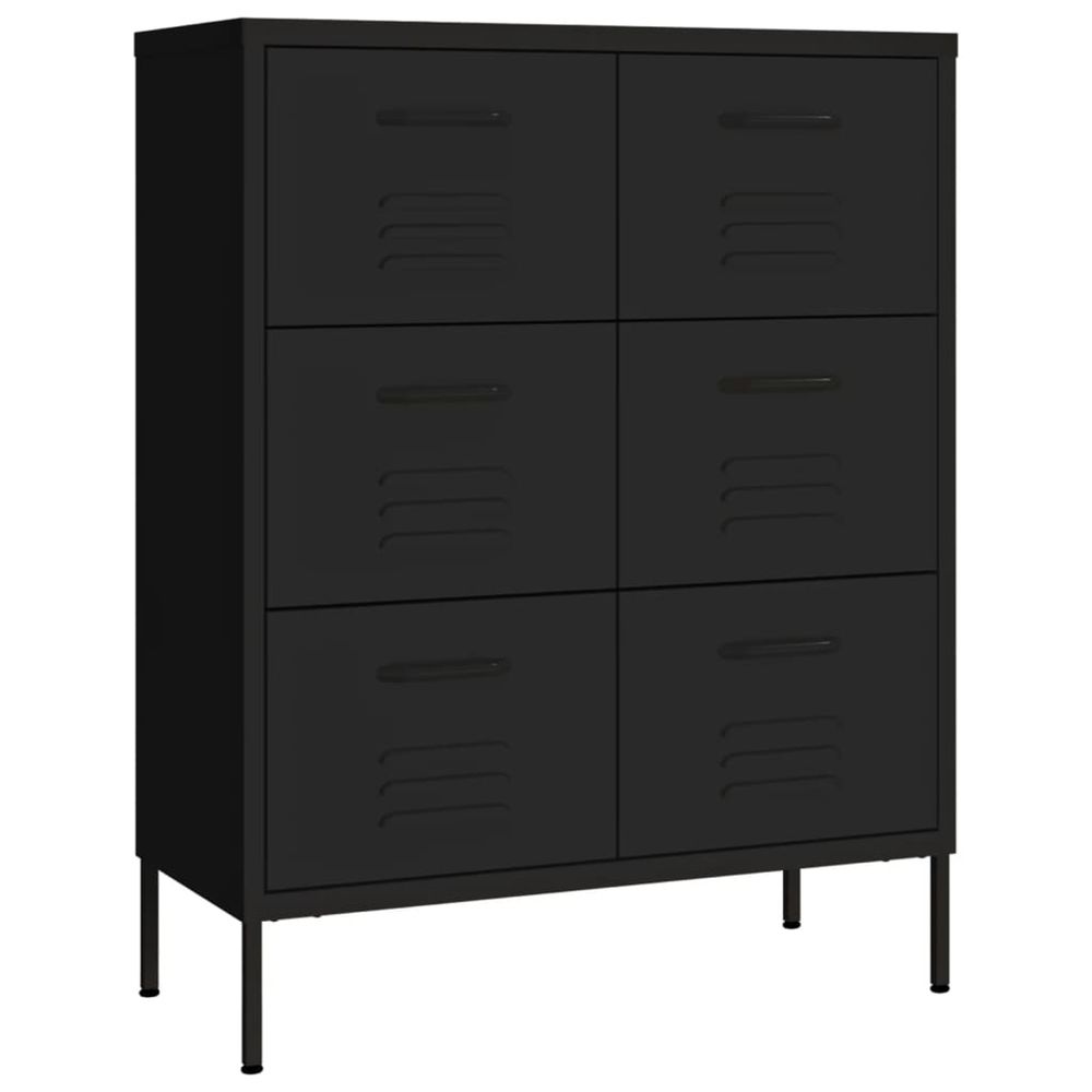 Armoire à tiroirs noir 80x35x101,5 cm acier