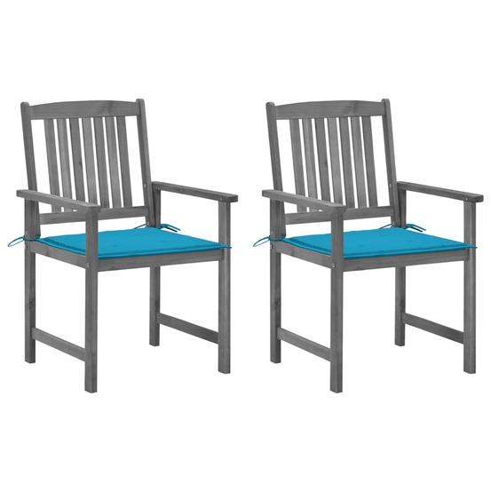 Chaises de jardin et coussins lot de 2 gris bois acacia massif