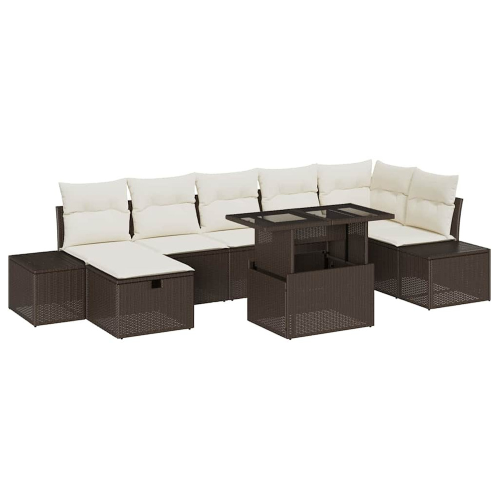 Ensemble de canapé de jardin 8 pcs marron poly rotin