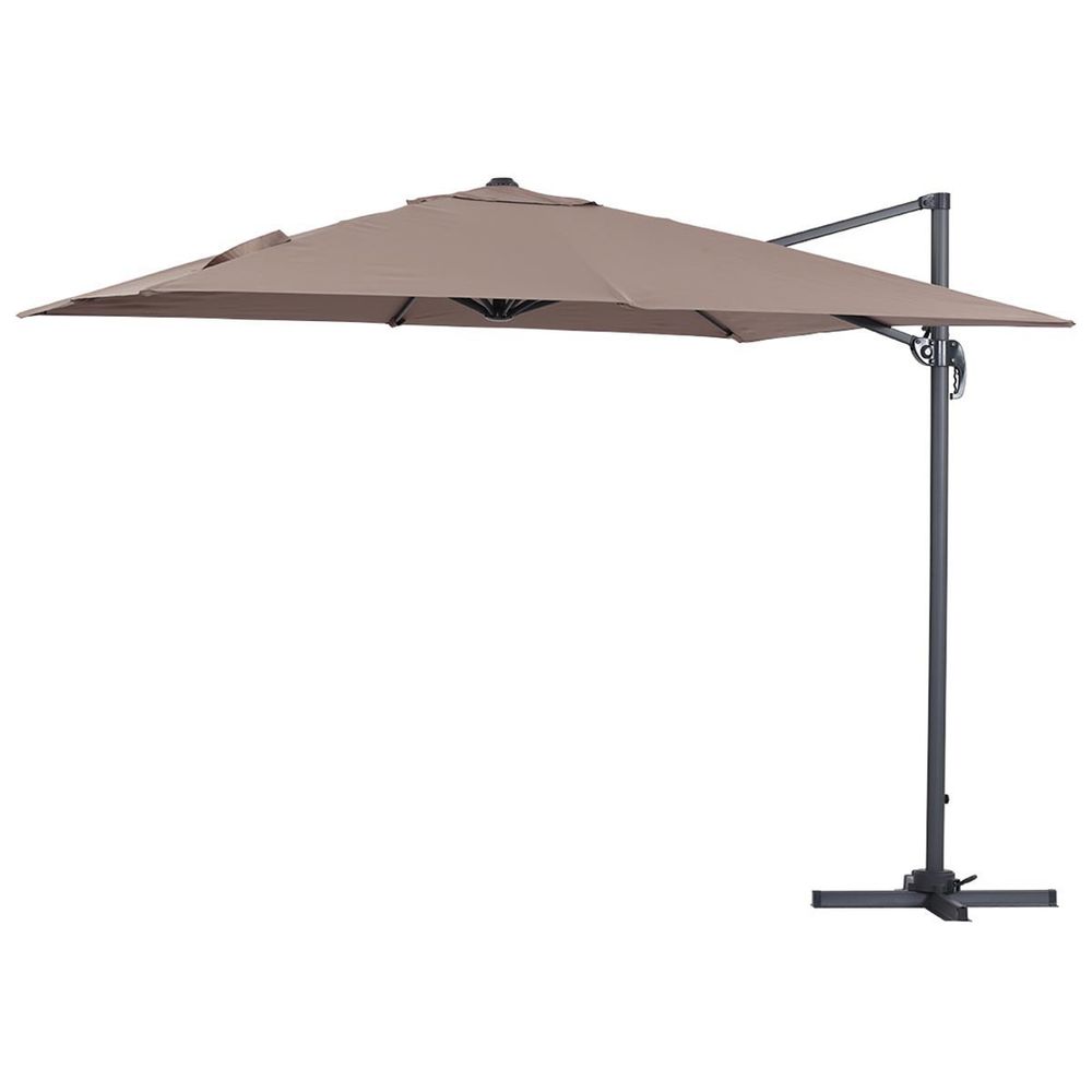 Parasol jardin déporté Alu Sun 3 - Carré - 3 x 3 m - Taupe