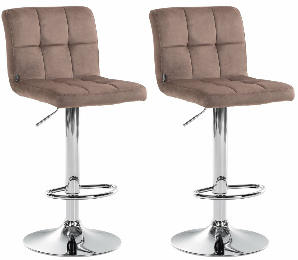 Lot de 2 tabourets de bar peru velours chrome