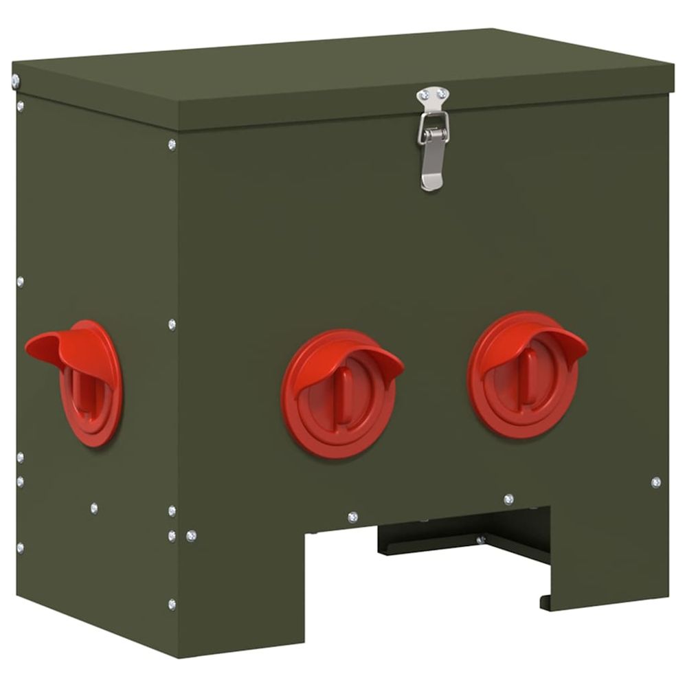 Mangeoire pour poules vert olive 40,5 x 25 x 38 cm 20 kg