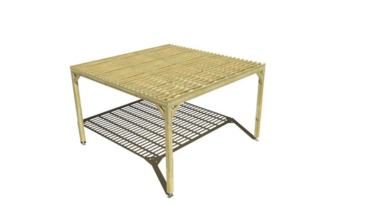 Pergola bois • 4m x 4m • indépendante • sens profondeur • lattage bois • livraison comprise