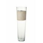 Vase avec ligne en verre beige 17x17x60 cm
