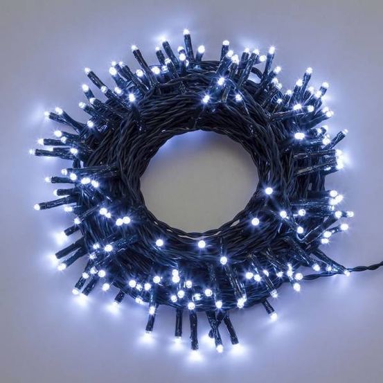 Guirlande lumineuse 17m blanc froid 240 miniled 8 jeux de lumière câble vert lotti