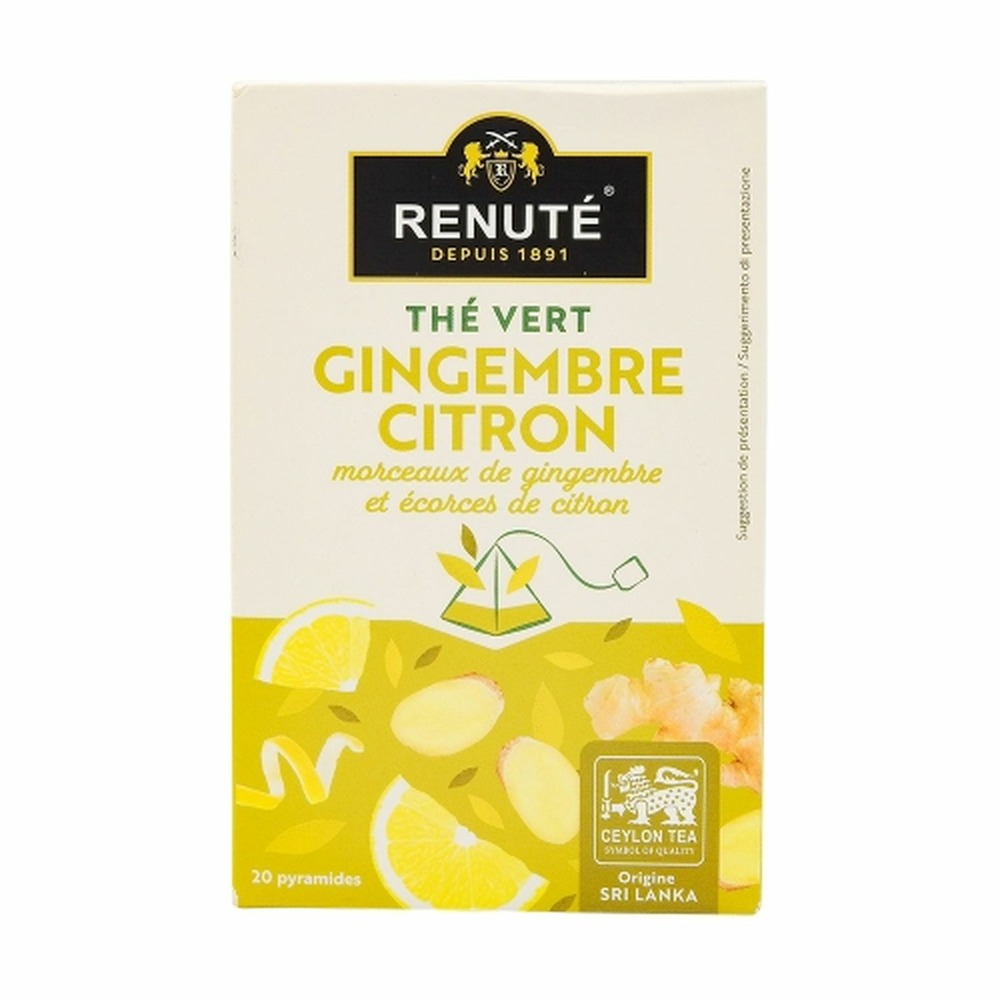 Thé vert gingembre et citron - 20 sachets - renuté