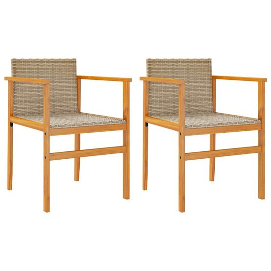 Chaises de jardin coussins lot de 2 beige résine tressée bois