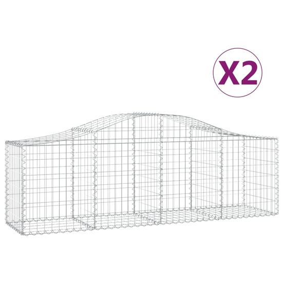 Paniers à gabions arqués 2 pcs 200x50x60/80 cm fer galvanisé