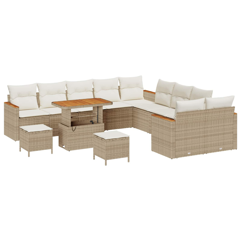 Ensemble de canapé de jardin 13 pcs beige polyrotin