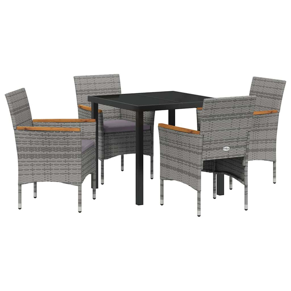 Ensemble de salle à manger pour jardin 5 pcs gris poly rotin